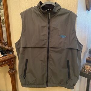 CHENERAL Men Olive Black Reversible Golf Embroidery Fleece Zipped Vest Size XL